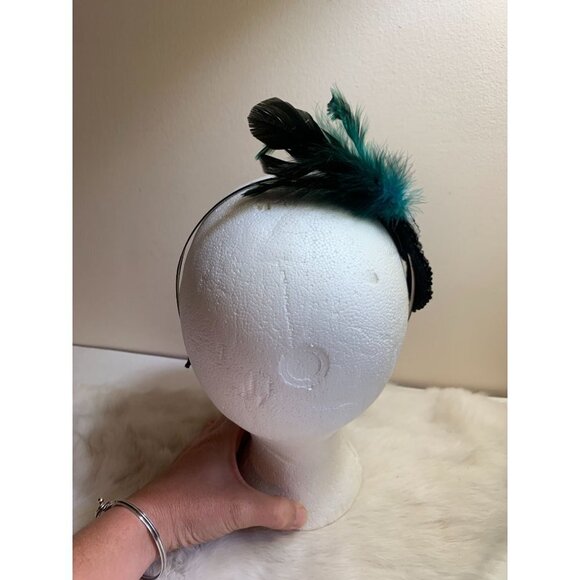 Women's Fascinator Headband Hat Feather Beaded Cocktail 1920s - Picture 5 of 8